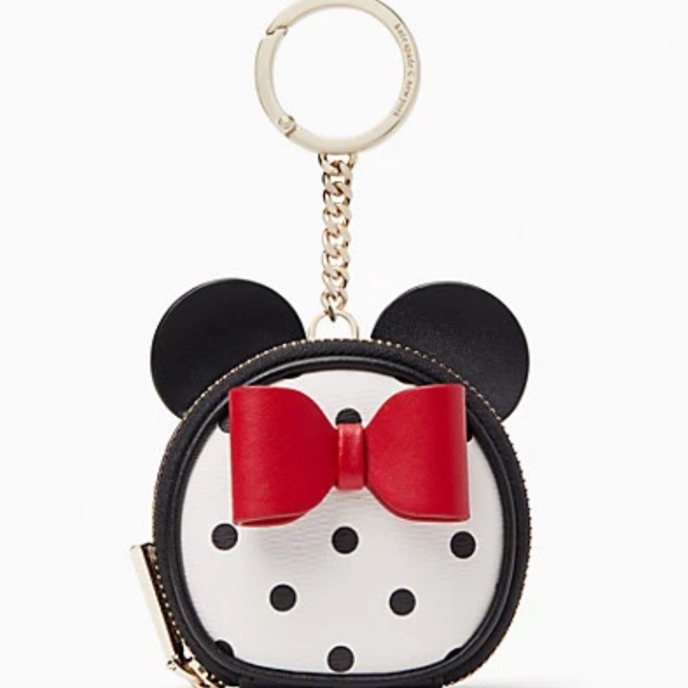disney x kate spade new york minnie mouse coin purse black white polka dot